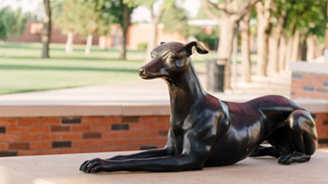 large plastic dog statue